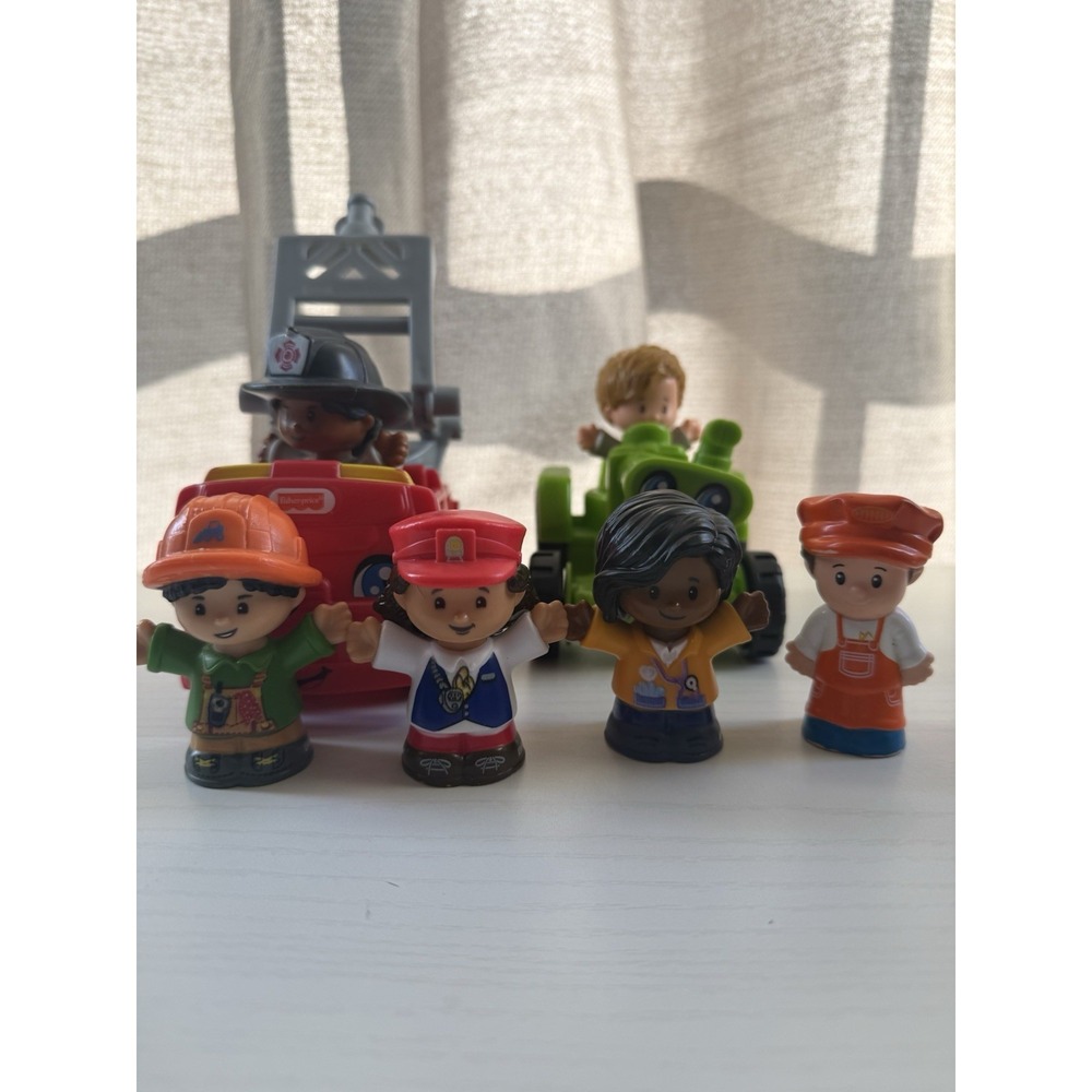 Little People Figures Firefighter Tractor Car Lot Of 6